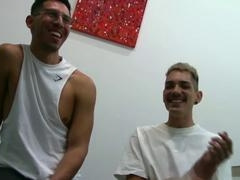 Inked gay guy Beckett gets wet and pounded by hung Larkin after rimjob