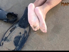 JIZZ FINS & FLIPPERS - PUBLIC NATURIST BEACH - JIZM SOLES SOCKS SERIES - MANLYFOOT