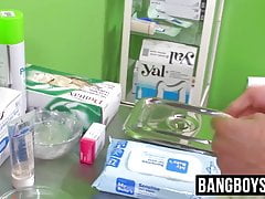 Bareback after pleasant blowjob for male jock nurse