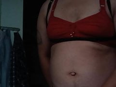 Ladyboy jerk in red panty