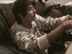 Guy getting blown by friend