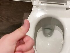 Wanking off in a public cubicle with big cumshot at the end