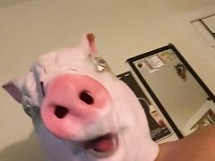 Jerking it in a pig mask