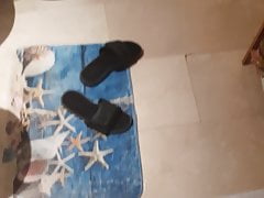 Shower male big  white uncut cock