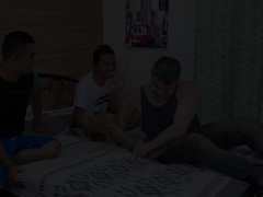 Asain breeding threesome starts with twink tickling