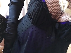 Chastity caged cross dresser lingerie slut