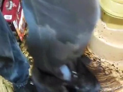 Pissing jeans, leather coat, gloves