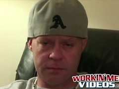 Amateur bald dude strokes his dick until it is really hard