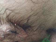 Cum dripping after rough woods