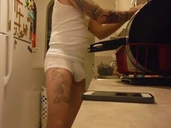 Tattooed Muscle Hunk Barebacks his Boy after Work