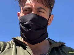 Handsome Dante Colle jerks off his prick in his car