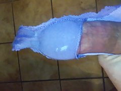 Using my girlfriend's panties to jerk off