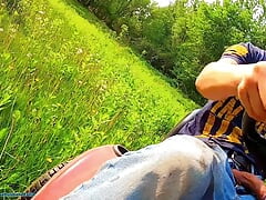 Cum and Piss All Over Myself While Riding My Lawn Mower