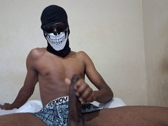 Masked boy getting a good milking session