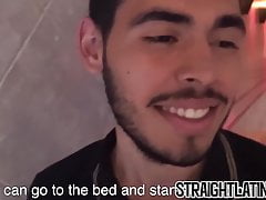 Straight Latino dude riding hard cock for the first time