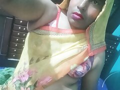 Hot Indian crossdresser sonusissy in yellow saree