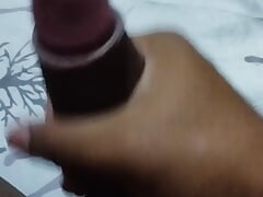 Dark-haired boy gives handjob before sleeping