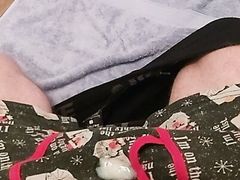 Uncut wank in boxers then cum over them