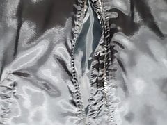 Wanking with wife's topshop satin bomber jacket