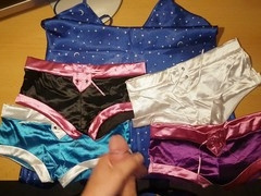 Satin fuck, satin boxers, cum on satin