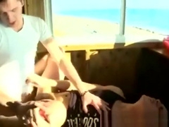 Gay outdoor ass fuck and cum facial