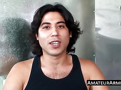 Hairy butt muncher strokes his rock solid cock solo
