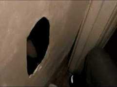 Hot sucking action at the homemade glory hole 6