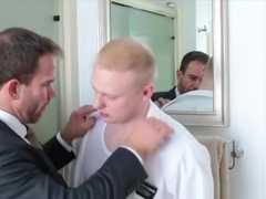 Uniform bishop sucks cock