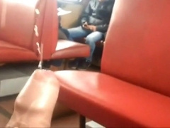 Twink Masturbates and Cums Hard on Train with Big Cock