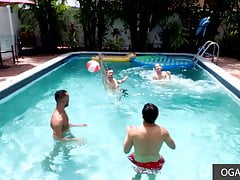 College Boys Having Fun In The Pool Then Fucking