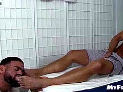 Hunky doctor sucks and tears up his spectacular patients soles