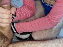 Amateur crossdresser takes big bareback cock and swallows gay cum