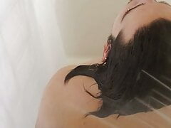 Long hair stepdaddy in shower