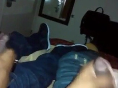 Str8 buddies jerking together watching porn 2