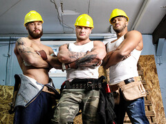 Hard working men fuck young lads in group scenes