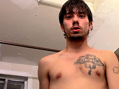 heterosexual guy Chad Turner masturbates and finishes off after peeing