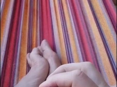 Outdoor Handjob in a Hangmat with a Big-Cocked Twink