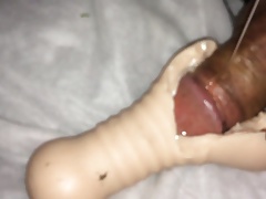 Fucking pocket pussy until cock explodes