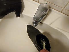Piss in wifes black ankle boot