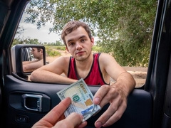 Straight hitchhiker Marcus Rivers fucked in POV