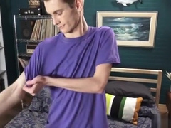 Brunette twink handjob and massage