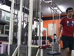 New guy at the gym gets to suck one massive gay cock in the lockers room