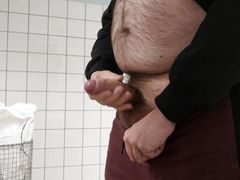 Risky uncut jerk and cum in laundry room