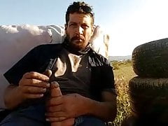 Sexy guy cum outside