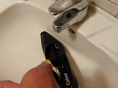 Piss in wifes black patent classic pump