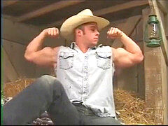 Muscular Cowboy jerks His phat stiffy