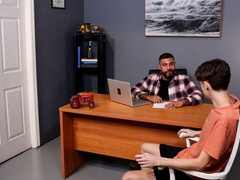 Slender lad Andy Adler getting fucked on the desk by Nico Bear