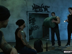 Muscle homosexual buttfuck and cum-shot