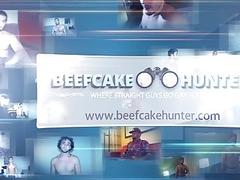 Horny bastard watches porn while a hunk drools on his stick