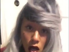 Asian Crossdresser Jerks Off